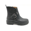 Ladies Ankle Zipper & Buckle Low Heel Boots